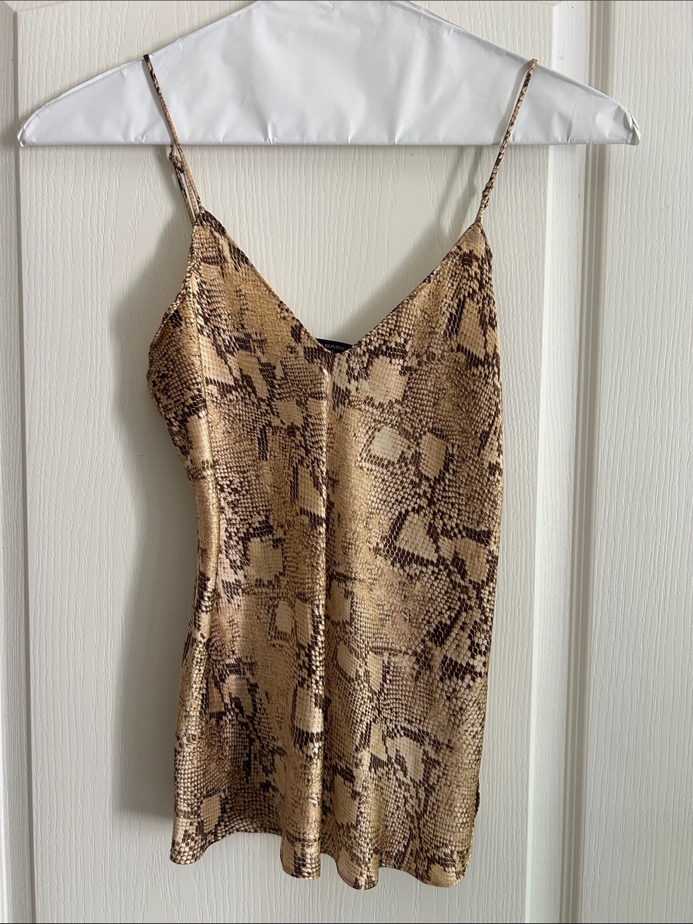 Banana Republic Brown Snake-Print Reptile Tank Top XS Spaghetti Strap 100% silk